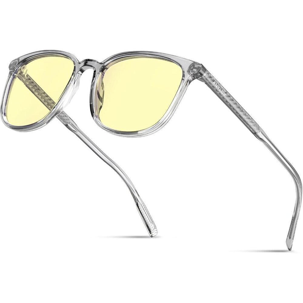 Unisex Grey Eyewear Look Clear Frame Yellow Lens Anti Eyestrain Sunglasses